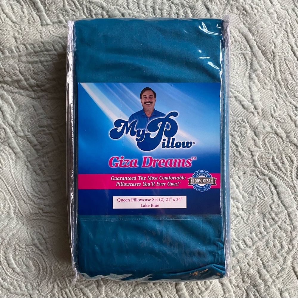 MyPillow Queen Pillowcase Set of 2 21” x 34” Giza Dreams Lake Blue My Pillow